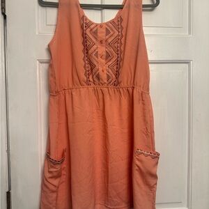 Peach Terracotta boho Embroidered dress